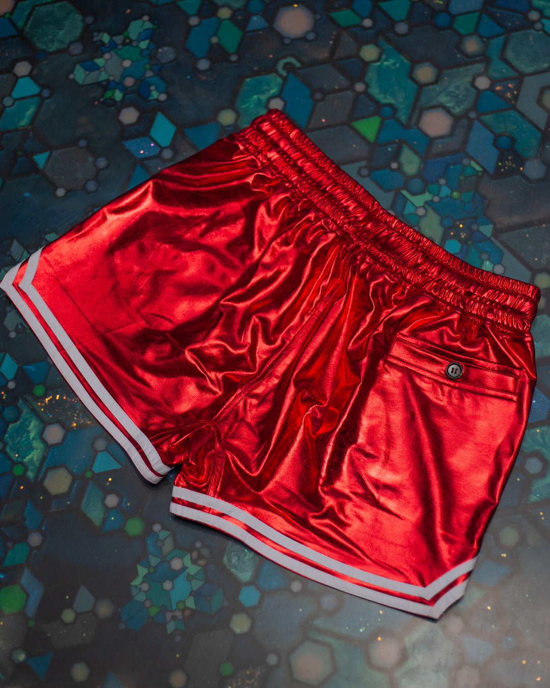 Boxing Shorts White Mountains Woman / Metalic Licra - MUAI TAI RED